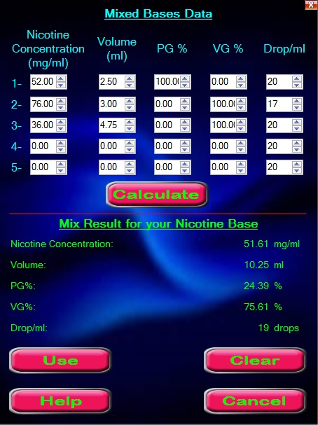 Multi Bases Calculation window